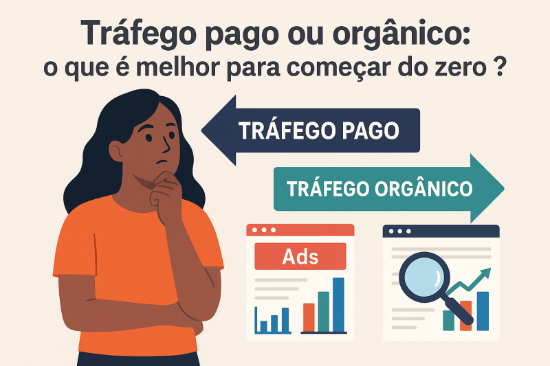 Comparação entre tráfego pago e orgânico